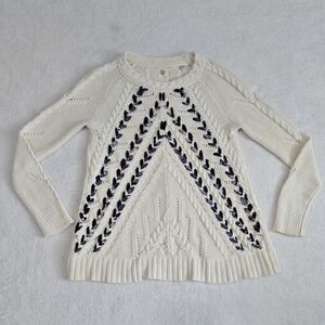 Women's Anthropologie - Knitted & Knotted Sweater - Ribboned Cable Knit Size XS